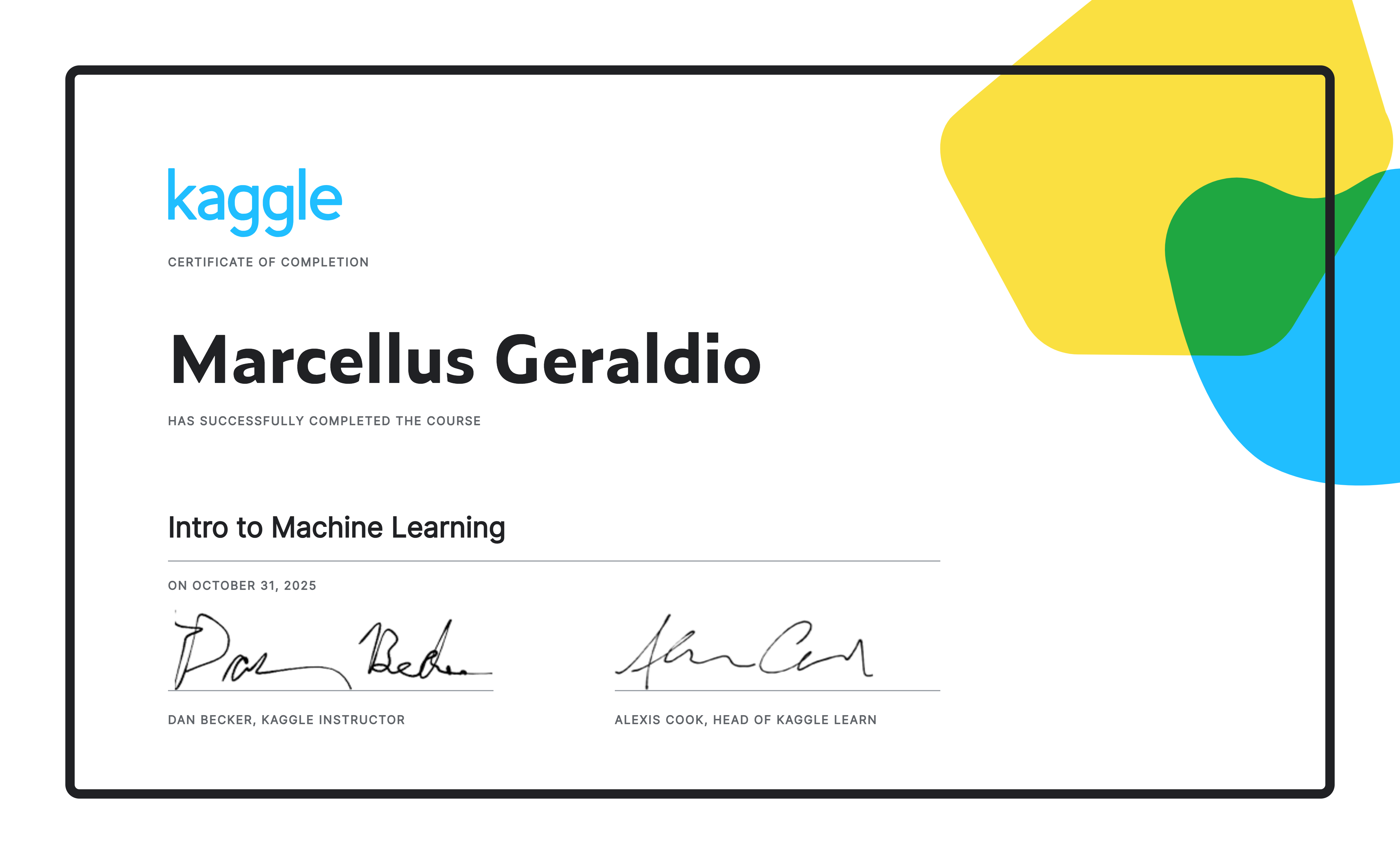 Machine Learning Certificate